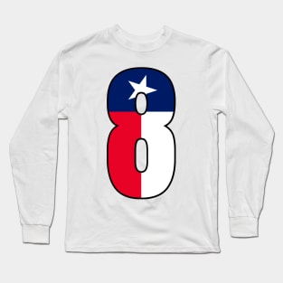 Number 8 Texas Flag Long Sleeve T-Shirt